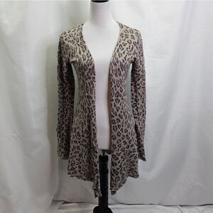 Acrobat Tan Leopard Print Silk and Cashmere Open Cardigan Size Medium